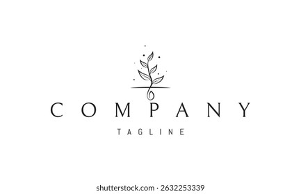Vector logo with an abstract image of a sprout in a field and grain.