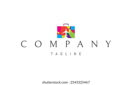 Logotipo de Vector con una Imagen abstracta de una maleta con una silueta de avión.