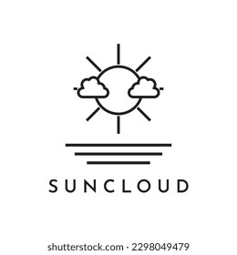 Vector logo with an abstract image of the sun peeking from the clouds