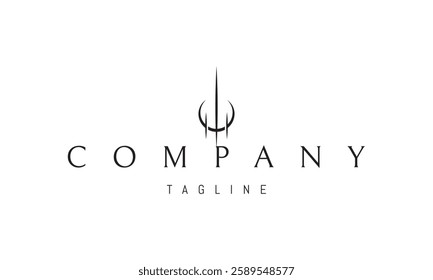 Vector logo with an abstract image of a sword made of rays of light against the background of the moon.