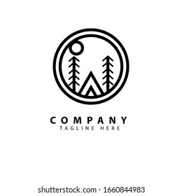 Vector logo with abstract image of tent and tree