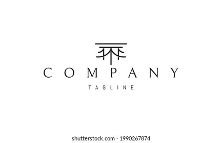 Vector logo with an abstract image of a theater curtain that also looks like a Greek column.