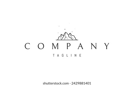 Vector logo with an abstract image of three mountains in a linear style.