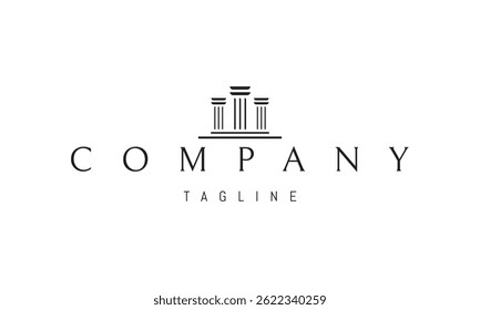 Vector logo with an abstract image of three columns on a pedestal.