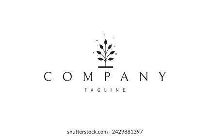 Vector logo with an abstract image of a tree sprout with leaves.