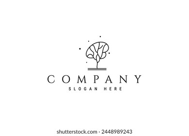 Vector logo abstract image of a tree with a brain shape