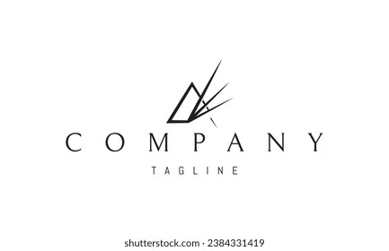 A vector logo with an abstract image of a triangle with three rays of light.