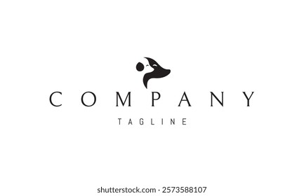 Vector logo with abstract image of two dogs in white space style.