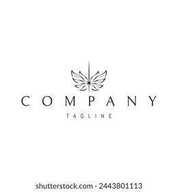 A vector logo with an abstract image of wings made of leaves with a star in the middle.