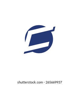 Vector logo with abstract letter C on a blue circle 