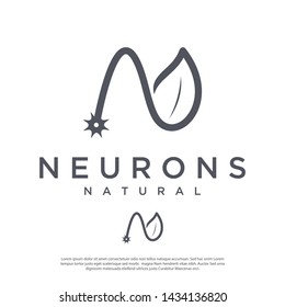 vector logo of abstract neurons with leaves