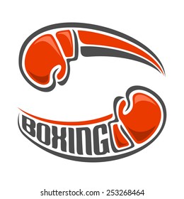 Vector logo for abstract red boxing gloves closeup on a white background, emblem icon Boxing club