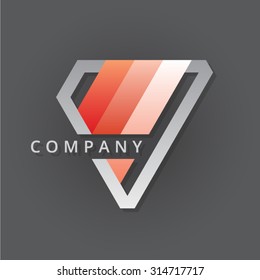 Vector logo abstract red and steel triangle