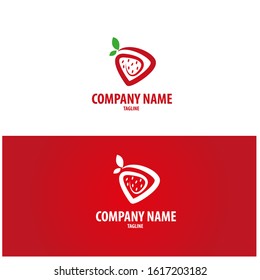 vector logo with abstract red strawberry design elements. Can be used for smoothie companies.