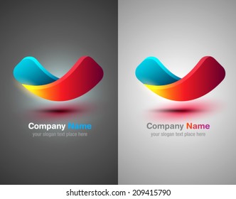 Vector logo abstract shapes. Colorful design template. Ribbon shapes. Check