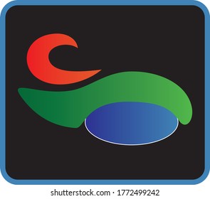 Logo vectorial de formas abstractas en rojo verde y azul
