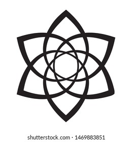 vector logo abstract six petal floral black
