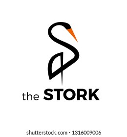 Vector logo abstract stylized stork 