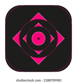 Vector logo. Abstraction. Sign on a black background. Art design. Pink and black. Figure.