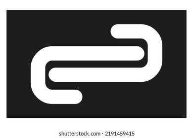 Vector logo. Abstraction. Sign on a black background. Art design. Figure. Symbol and letter L. Number 7. Vector drawing. Logo. Graphic element. Design. Illustration.