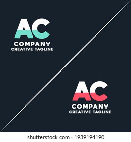 Vector logo of ac and ca initial letter design in red and white style. Can be used as Logo, Brands, Mascot.