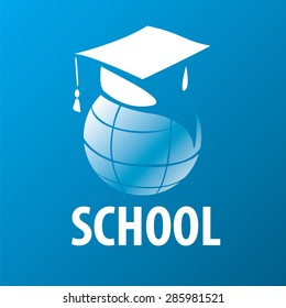 vector logo academic cap on the globe