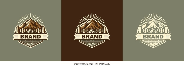 Vector logo adventure mountain hipster vintage