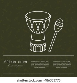 Vector logo African drum for religion and ceremonies. The symbol of African music and culture.