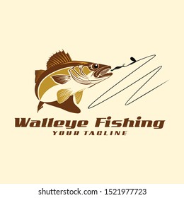 vector logo aggressive walleye Fishing