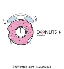 Vector logo of alarm clock  donuts