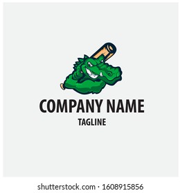 vector logo with alligator elements and softball sticks. Mascot logo.