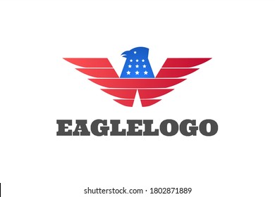 Vector Logo with Amarican eagle flying illustration forming initials "W"