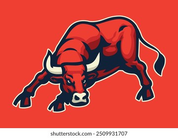 Vector Logo of Angry Bull Mascot