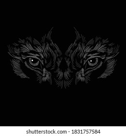 The Vector logo animal eyes  for tattoo or T-shirt design or outwear.  Cute print styleanimals eye background. This hand drawing would be nice to make on the black fabric or canvas.