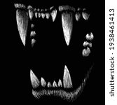 The Vector logo animal for tattoo or T-shirt design or outwear.  Hunting style big animal print on black background. This hand drawing is for black `fabric or canvas.