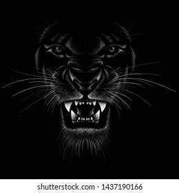 The Vector logo animal for tattoo or T-shirt  print design or outwear.  Hunting style angry animal head background.