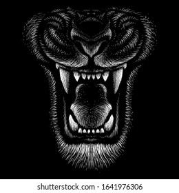 The Vector logo animal for tattoo or T-shirt  print design or outwear.  Hunting style angry animal head background.