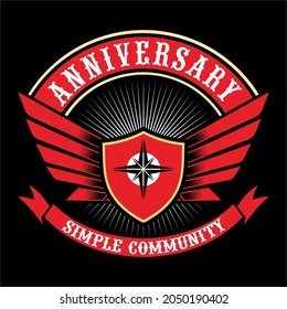 Vector Logo from Anniversary Simple Community, red and white black, good for community design