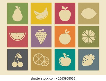 vector logo of apples, watermelons, banana strawberries etc.