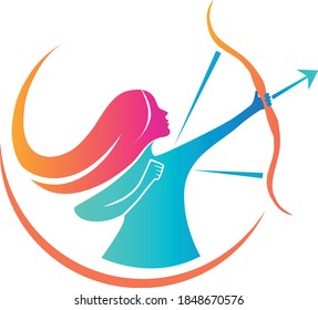 vector logo of the archer woman