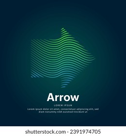 Vector logo Arrow Icon color silhouette on a dark background. simple line art Arrow logotype illustration vector template . EPS 10