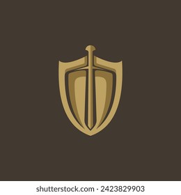 Vector Logo art for Small Business Shop and Game Company. sword and shield theme design