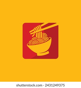 Arte del logotipo del vector para la tienda de la pequeña empresa y la compañía del juego. Ramen noodle Diseño de comida asiática