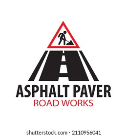 Vector Logo Asphalt Paver Road Works Stock Vector (Royalty Free) 2110956041