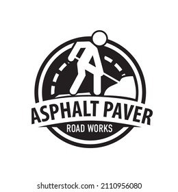 Vector logo of asphalt paver, road works