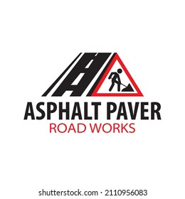 Vector logo of asphalt paver, road works