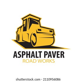 Vector logo of asphalt paver, road works