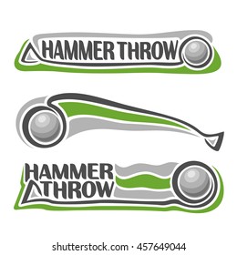 Vector logo for athletics hammer throw, consisting of stick sphere flying on trajectory, 3 sports metal throwing balls. Track and field equipment for summer games. Flying Hammer Throw