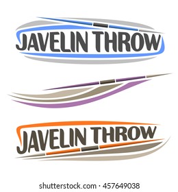 Vector logo for athletics javelin throw, consisting of spear flying on trajectory, 3 sports throwing lance. Track and field equipment for championship summer games. Flying Javelin Throw