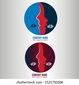 vector logo, auditory association, volume tone in the form of two voices people